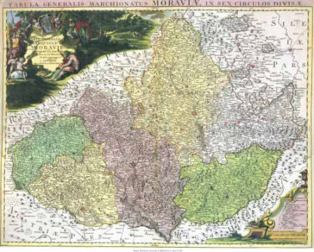 1742 - Mapa Moravy Cóvense a Mortiera